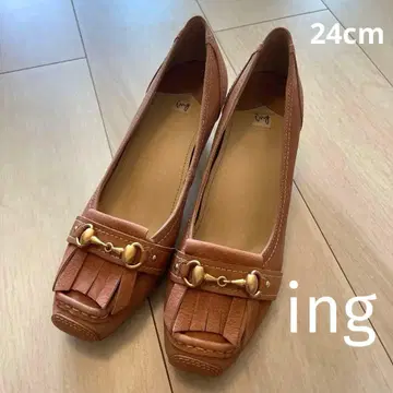 잉그 펌프스 브라운 가죽 24cm EE 고급