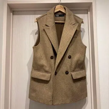 ZARA 베이지 더블 버튼 베스트 S