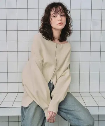 2024AW titivate 더블 지퍼 오버 사이즈 니트 풀오버