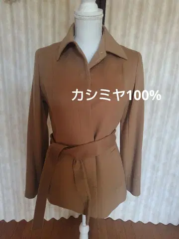 캐시미어 베이지 허리 벨트 포함 테일러드 코트 자켓