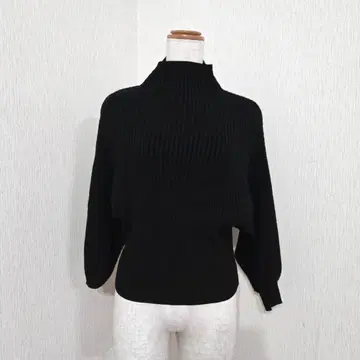 cawaii 리브 하이넥 돌먼 니트 블랙 카와이