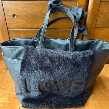 QVC &LOVE 앤러브 퍼 토트백 블랙