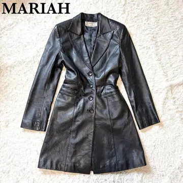 고급 MARIAH 마라이아 천연 가죽 가죽 코트 자켓 블랙 M