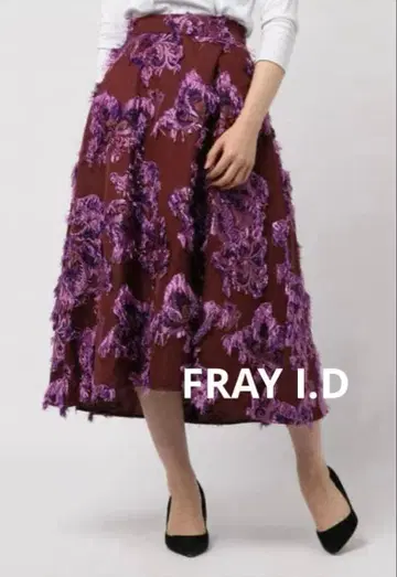 프레이 아이디 플라워 프린지 플레어 스커트