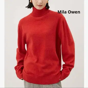 미라 오웬 울100 터틀 베이직 니트 사이즈 0 퓨어 울 빨간색