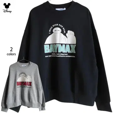 트레이닝복 베이맥스 남녀 공용 맨투맨 속기모 픽사 블랙 L