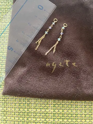 agete 골드 체인 참 귀걸이 귀찌 K10