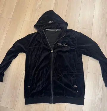 칼 카니 XXL 블랙 벨벳 후드 부착 후드티