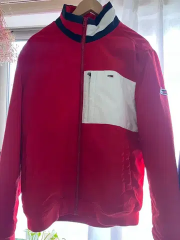 나일론 자켓 빨간색 화이트