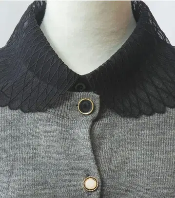 [ 택 포함 미사용 새상품 ] 나라 까미체 부착형 카라 블랙 레이스