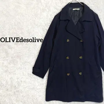 OLIVEdesolive/더블 브레스트 코트 미들 기장 네이비 체형 커버