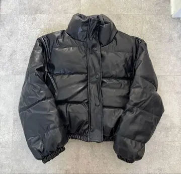 블랙 페이크 가죽 자켓