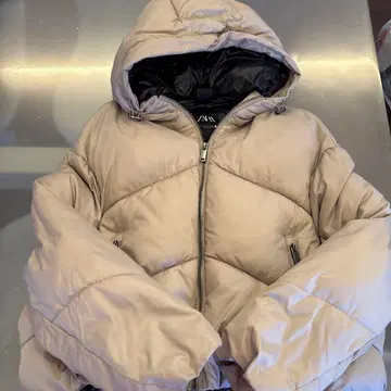 [ 새상품급 ] ZARA 다운 자켓 다운 코트 XS 베이지
