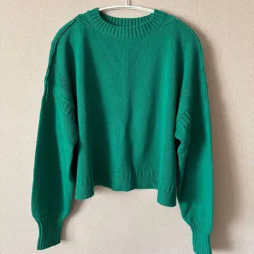 BEAMS BOY 그린 크롭 니트