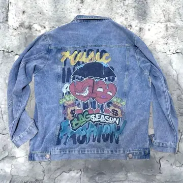00s 남성용 그래픽 데님 자켓 - - . B02