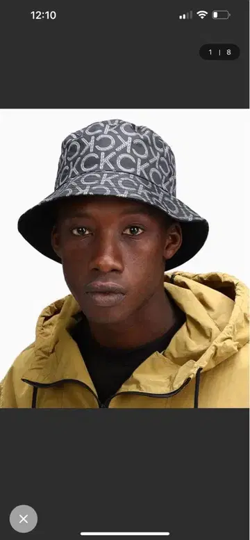 그레이 로고 프린트 버킷 햇