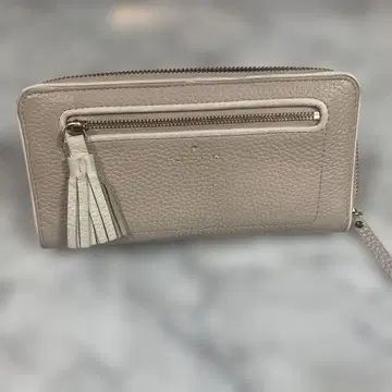 kate spade 가죽 장지갑 태슬 포함 천연 가죽 그레이 베이지