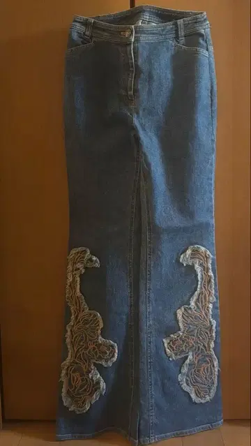 자수 와이드 데님