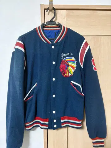 네이비 바시티 자켓 Jason Piqua