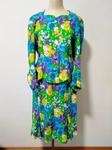 NOBUO NAKAMURA 꽃무늬 블루 자켓 수트