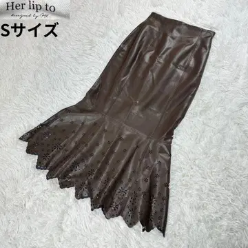 하립투 인조 가죽 펀치 레이스 롱 스커트 S 사이즈