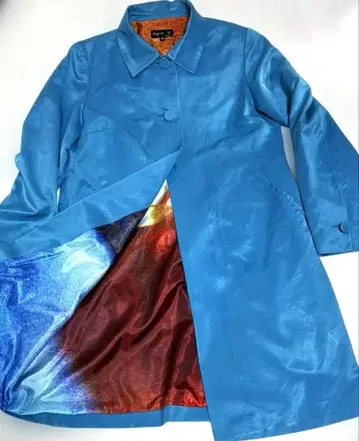 레어! 에네스베 코트 터콰이즈 블루 안감 전사 프린트