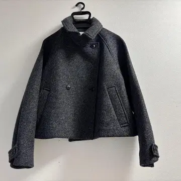 새상품급 슬로브 이에나 그레이 헤링본 코트 울 혼방 38