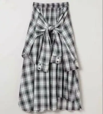 지나시스 셔츠라이크 아지메 체크 스커트 블랙