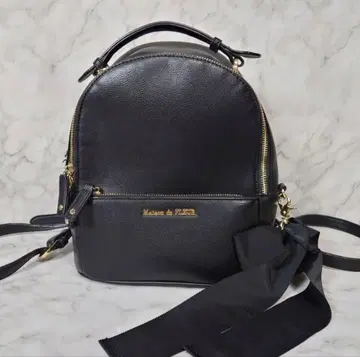 블랙 가죽 백팩