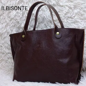 컨디션 최상 일비종떼 핸드백 올 가죽 다크 브라운 골드 금장 장식