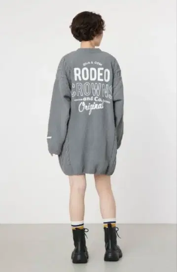 RODEOCROWNS 로데오 크라운 로고 니트 원피스 그레이 F