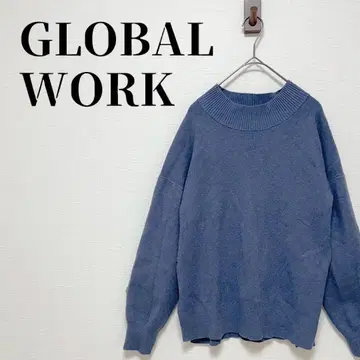 글로벌 워크 멜티 스탠드 슬릿 풀오버 긴팔 니트 파랑 사이즈 M