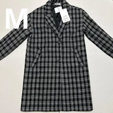 hareiro 맑은 색 트위드 체크 코트 시마무라