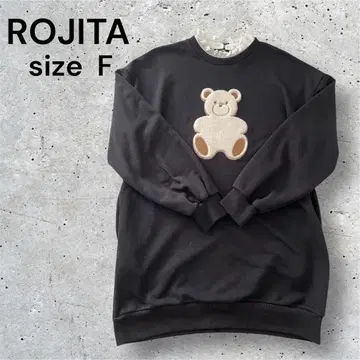 ROJITA 곰 자수 블랙 맨투맨 F