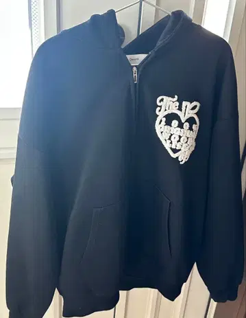 하트 로고 후드티 풀 집업 지퍼 후드티 브랜드 블랙 귀여운