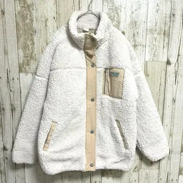 록시 ROXY 보아 자켓 충전솜 화이트 베이지 자수 로고 L 사이즈