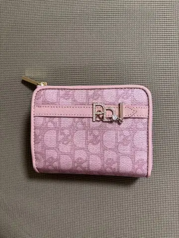 핑크 로고 접이식 지갑
