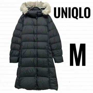 유니클로 퍼 롱 다운 코트 다운 자켓 경량 블랙 [ M ]