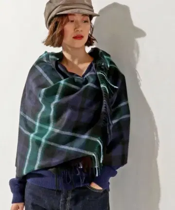 존스톤즈 유나이티드 애로우즈 별주 캐시미어 체크 스톨