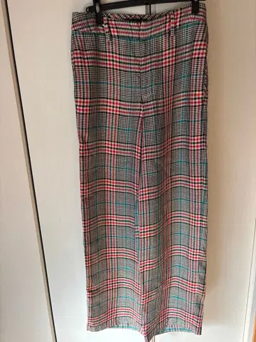 CABAN 캐 레이온 체크 세미 와이드 팬츠 S