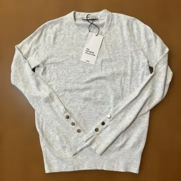 ZARA 그레이 긴팔 니트 스웨터 버튼 포함 S