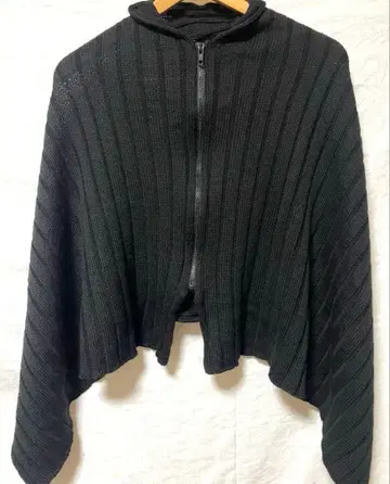 블랙 스트라이프 니트 판초 니트 편직 심플 무지