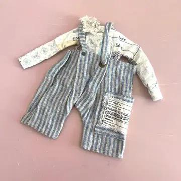 네오 브라이스 아웃핏 스트라이프 패턴 오버롤과 셔츠 세트