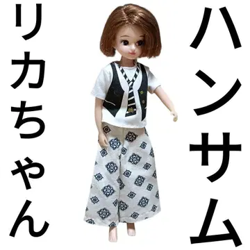 리카짱 인형 본체 화이트 T셔츠 하의는 핸드메이드 브라운 헤어