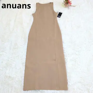 택 포함 새상품 아뉴앙스 하이 게이지 니트 핏 원피스 베이지 현행