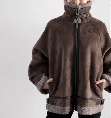 classicalelf 미들 기장 페이크 무스탕 집업 플라이트 자켓