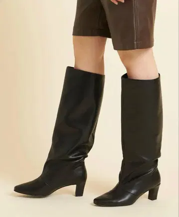 새상품급 오데뜨 앤 오딜 가죽 롱 부츠 루즈 블랙 블랙
