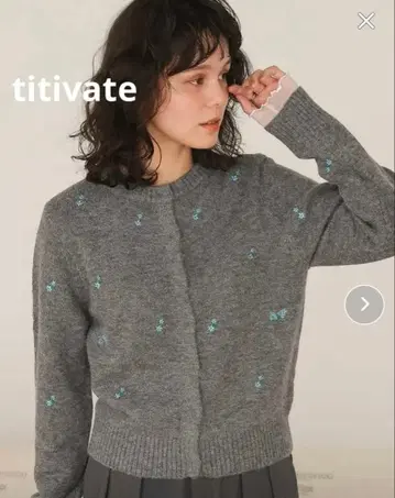 titivate 티티베이트 알파카 터치 플라워 자수 가디건