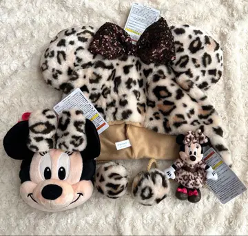 디즈니 레오파드 무늬 팬캡 & 숄더 & 봉제 인형 참 3종 세트