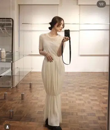 hella 플리츠 스커트 화이트